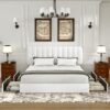 VECELO King Size Upholstered Bed Frame with 4 Drawers and Headboard, Velvet Platform Storage Bedframe, Wooden Slats Support, No Box Spring Needed,White - Image 5