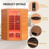 Far Infrared Wooden Sauna, 2-3 Person Indoor Wooden with 2 Bluetooth Speakers & 7 Color Lights & 7 Heating Panel, 2100W Canadian Hemlock Dry Sauna for Home,Intelligent Control Panel - Image 3