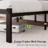 Feonase Full Size Metal Bed Frame, Heavy-Duty Platform Bed Frame with Linen Upholstered Headboard, 12" Storage Space, Steel Slats Support, No Box Spring Needed, Gray - Image 6