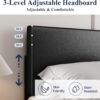 Allewie King Size Bed Frame with Adjustable Headboard, Faux Leather Platform Bed with Wood Slats, Heavy Duty Mattress Foundation, No Box Spring Needed, Noise-Free, Easy Assembly, Black - Image 4