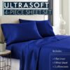 HC COLLECTION Queen Sheet Set, 4 pc Bed Sheets & Pillowcases Set - Machine Washable for Easy Care - Soft & Breathable All Season Microfiber Sheets with Deep Pockets - Royal Blue - Image 2