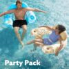 SLOOSH Inflatable Pool Floats Adult, 4 Pack Pool Chairs with Cup Holders,Blow up Floats Chair,Hammock Noodle Mat Leaves Design for Summer Water Fun Swimming Party Beach,Blue, Cyan, Pink, Champagne - Image 2