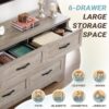 LIKIMIO Dresser for Bedroom, Modern 6 Drawer Double Dresser for Bedroom with Black Handle, Wide Wood Dressers & Chests of Drawers, 6 Drawer Dressers for Hallway, Gray - Image 4