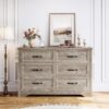 LIKIMIO Dresser for Bedroom, Modern 6 Drawer Double Dresser for Bedroom with Black Handle, Wide Wood Dressers & Chests of Drawers, 6 Drawer Dressers for Hallway, Gray - Image 8