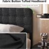 16 Inch Twin XL Bed Frames with Upholstered Headboard and Metal Footboard, XL Twin Platform Bed Frame with Metal Slat Support, No Box Spring Needed, Noise Free, Black - Image 3