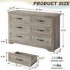 LIKIMIO Dresser for Bedroom, Modern 6 Drawer Double Dresser for Bedroom with Black Handle, Wide Wood Dressers & Chests of Drawers, 6 Drawer Dressers for Hallway, Gray - Image 3