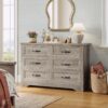 LIKIMIO Dresser for Bedroom, Modern 6 Drawer Double Dresser for Bedroom with Black Handle, Wide Wood Dressers & Chests of Drawers, 6 Drawer Dressers for Hallway, Gray - Image 2