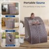 SereneLife Portable Sauna for Home, Steam Sauna Tent with 2L Steamer, Folding Sauna Chair, Compact Personal Rejuvenation Sauna, Remote Control in-Home Spa, 40" x 34" - inch (Gray) - Image 4