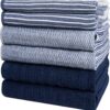 Premium Kitchen Dish Hand Towels (20”x 28”, 6 Pack) | Large,Cotton Flat & Terry Highly Absorbent Tea Towels Set with Hanging Loop | Navy Blue - Image 6