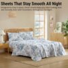 HLC.ME Rose Toile Floral Bed Sheets - 4 Piece Bed Sheet Set - Wrinkle Resistant & Ultra Soft - Fits Mattresses up to 15 Inches Deep (Queen, Blue) - Image 5