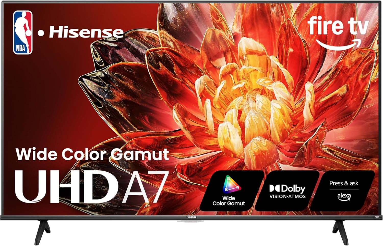 Hisense 50" Class A7 Series 4K UHD Smart Fire TV (50A7NF) - Wide Color Gamut, HDR10+, Dolby Vision, Dolby Atmos, AI Sports Mode, Game Mode, ALLM, Alexa Built in with Voice Remote, Streaming TV, Black