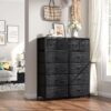EnHomee Black Dresser for Bedroom with 12 Drawers Dressers & Chests of Drawers for Bedroom, Fabric Storage Dresser,11.9" D x 40.7" W x 43.8" H - Image 3