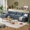 YESHOMY Sectional Modular Sofa U Shaped Chenille Fabric Couch with High Supportive & Soft Sponges and Removable Ottoman, Sleeper Comfy Upholstered Furniture for Living Room, Blue - Image 4