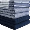 Premium Kitchen Dish Hand Towels (20”x 28”, 6 Pack) | Large,Cotton Flat & Terry Highly Absorbent Tea Towels Set with Hanging Loop | Navy Blue - Image 2