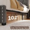 EnHomee Queen Size Bed Frame with Velvet Headboard and LED Lights, Storage Headboard Platform Bed with Charging Station, Sturdy Wooden Slats Support,Noise-Free,Easy Assembly, Dark Gray - Image 5