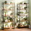 Shintenchi 2 Pieces 5 Tiers Bookshelf, Classically Tall Bookcase Shelf, Industrial Book Rack, Modern Book Holder in Bedroom/Living Room/Home/Office, Storage Rack Shelves for Books/Movies-Rustic Brown - Image 3