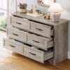 LIKIMIO Dresser for Bedroom, Modern 6 Drawer Double Dresser for Bedroom with Black Handle, Wide Wood Dressers & Chests of Drawers, 6 Drawer Dressers for Hallway, Gray - Image 6