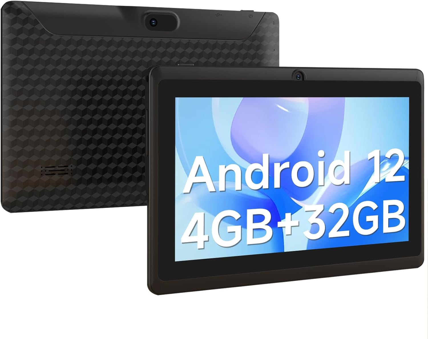 Android 12 Tablet 7 inch, 4GB(2GB+2GB Expand) RAM 32GB ROM Tablets, Quad-Core 1.5GHz Processor, Dual Camera,1024 x 600 IPS HD Display Screen,512GB Expand, WiFi, BT, 7" Tablet Black