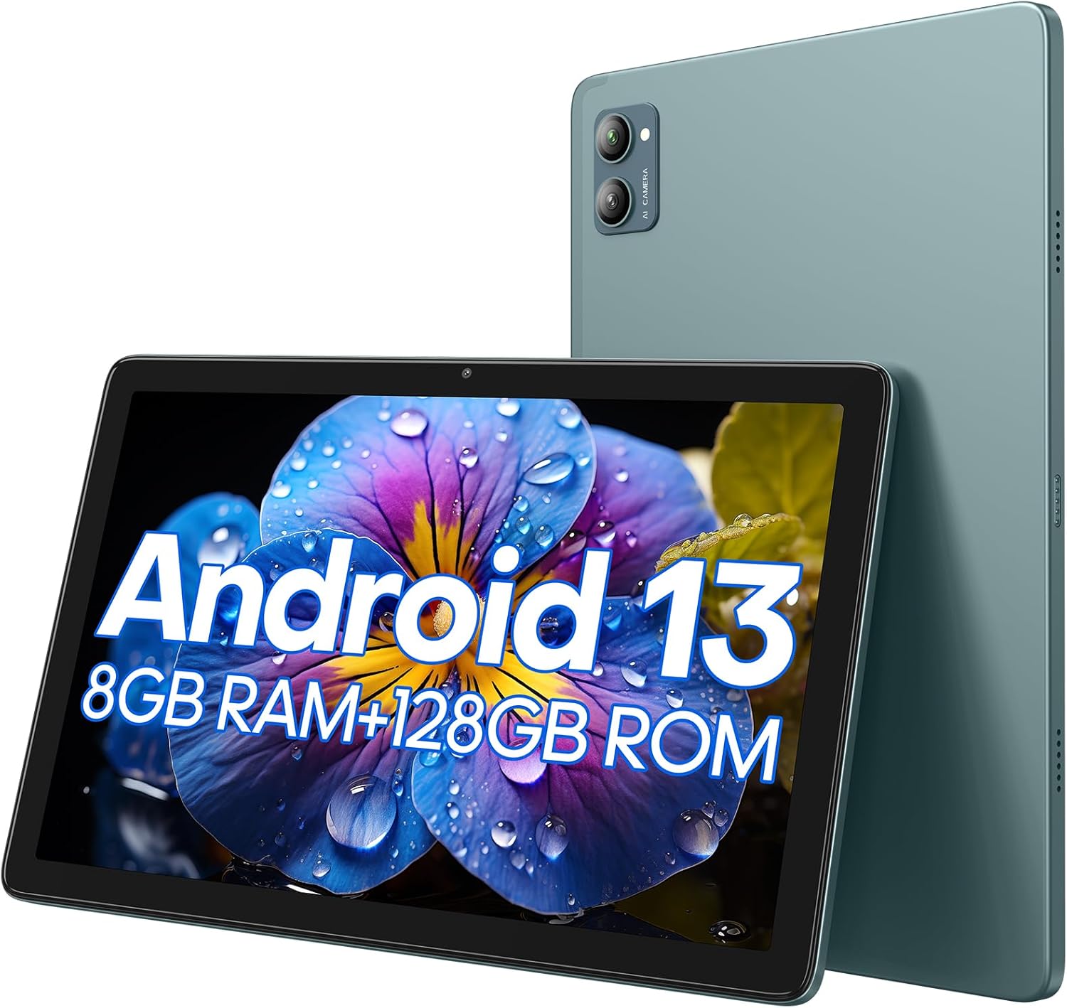 10.1 inch Android Tablet Computer, Android 13 Tablet, 6800mAh Battery, 1280 * 800 IPS, 8(4+4GB) RAM+128GB ROM+512GB Expand,WiFi, Bluetooth 5.0, GPS, Dual Camera, Split Screen Support, Light Blue