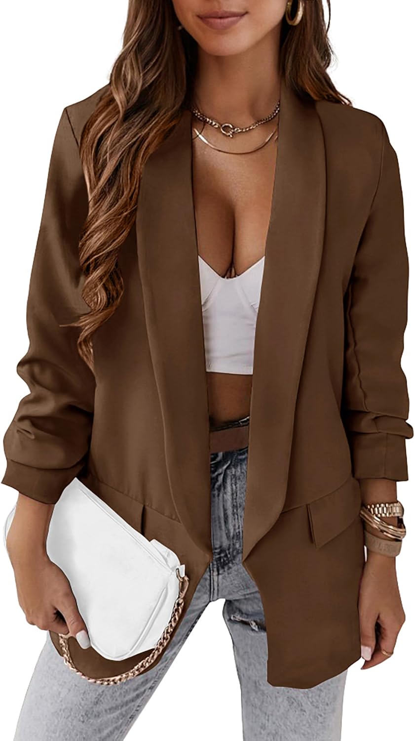 KIRUNDO Blazers for Women Oversized Business Casual Long Sleeve Open Front Work Office Suit Jackets Trendy Clothes