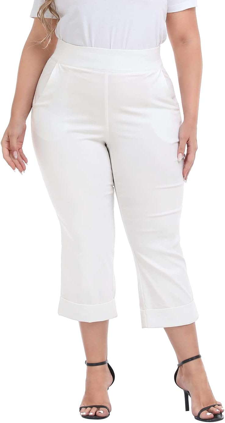 HDE Plus Size Pull On Capris for Women