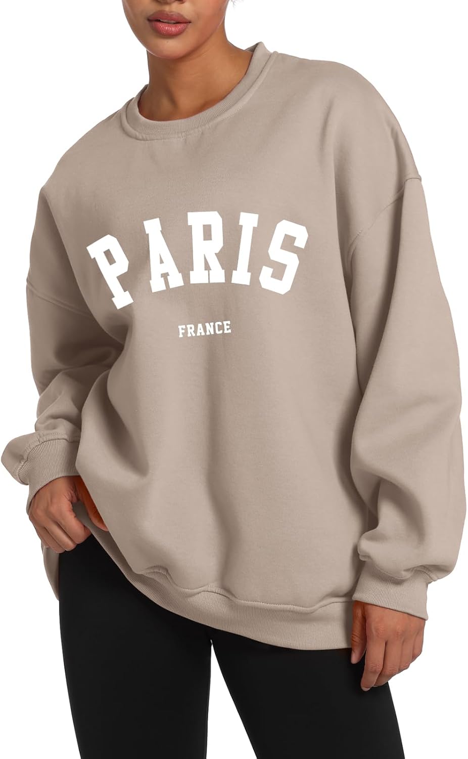 Tuislay Paris College Sweatshirt for Women Oversized Trendy Comfy Crewneck Sweatshirts Casual Graphic Pullover Tops Unisex