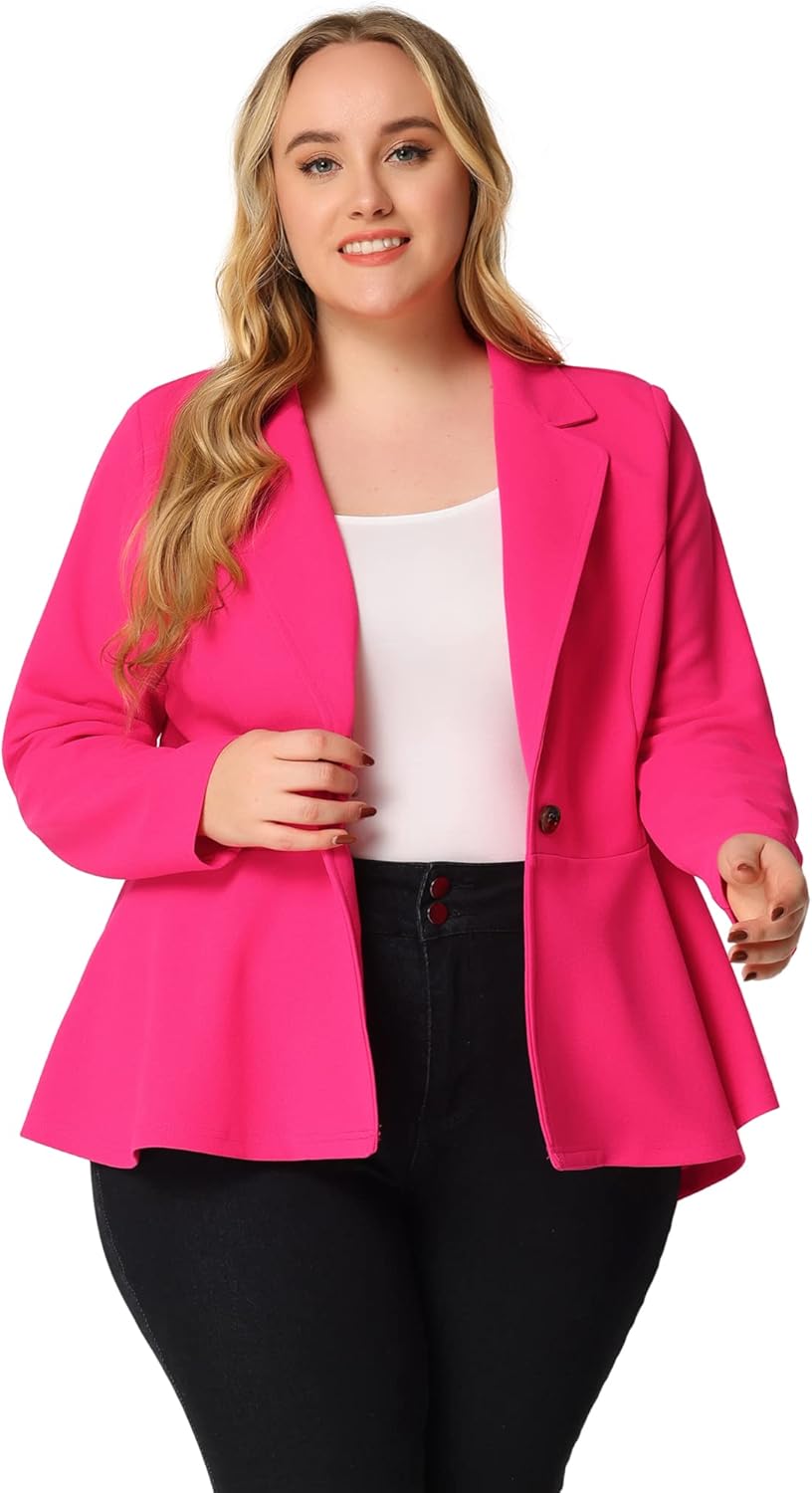 Agnes Orinda Women's Plus Size Blazer Notch Panel Work Business Casual Outfits Dressy Suit Jacket Peplum Blazers