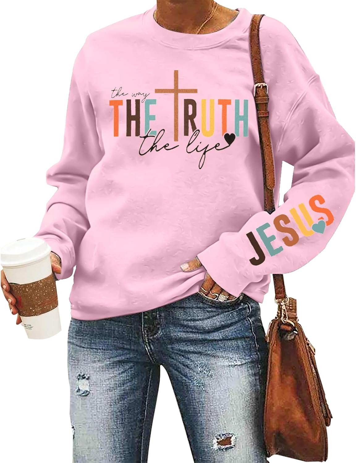 LUKYCILD Christian Sweatshirt Women Bible Verse Pullover Religious Faithful Shirt Christ Crewneck Long Sleeve Shirt
