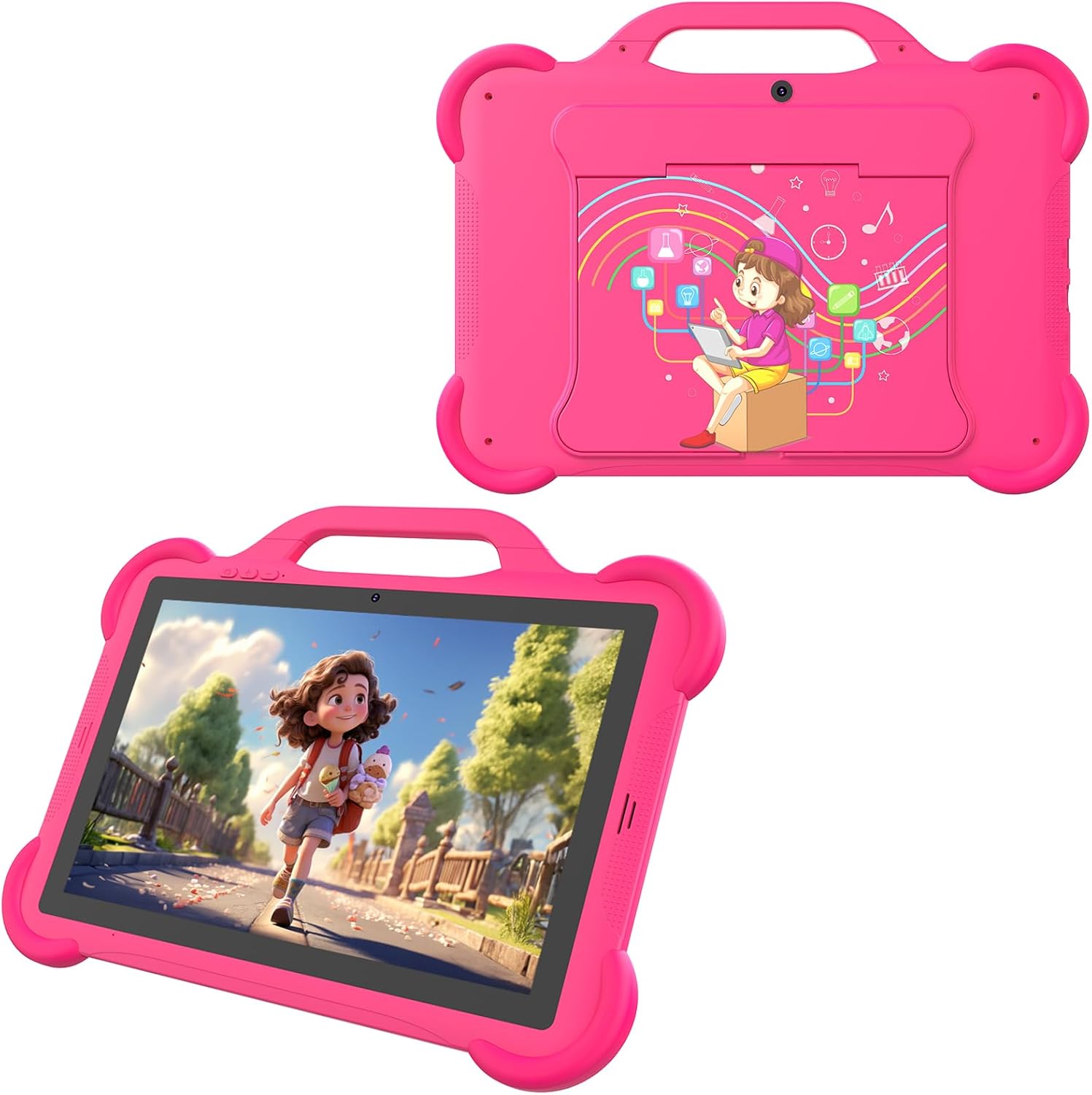 Kids Tablet, Android 14.0 10" Tablets for Kids, Parental Control Toddler Tablet with case Included 2+8MP Dual Camera, HD Screen, Pre-Installed Kids APPs (1PCS, Pink)