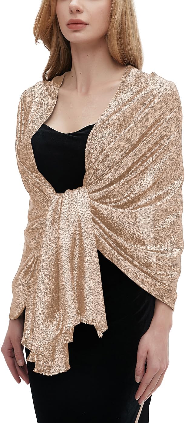Umjetnost Womens Sparkling Metallic Shawls and Wraps for Evening Dresses Wedding Party
