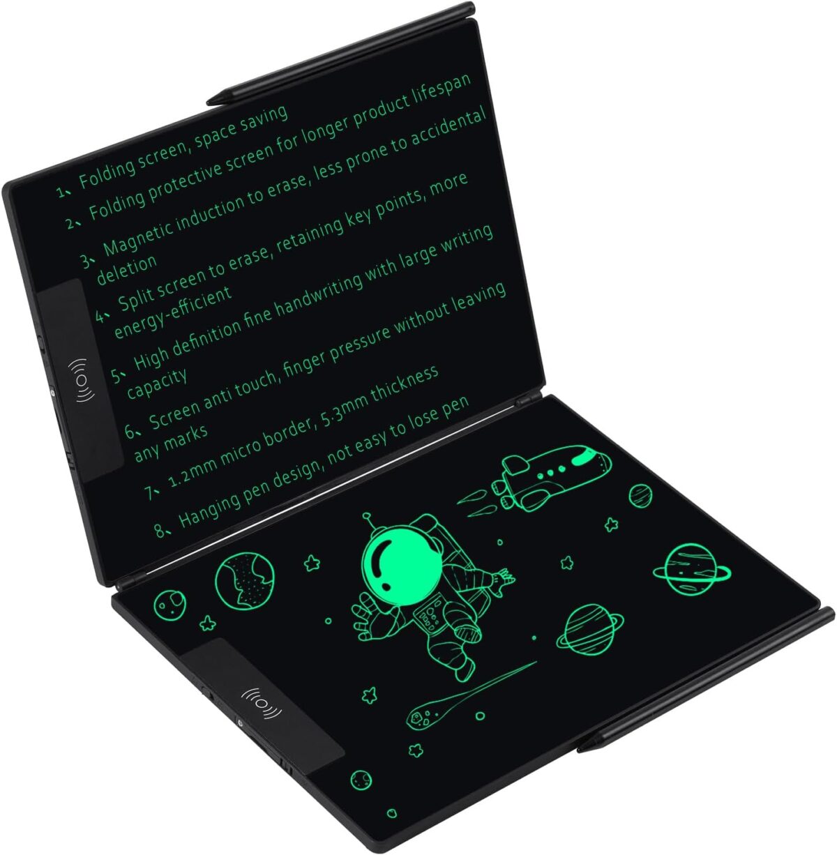 14.3 Inch Foldable LCD Writing Tablet - Rechargeable Digital Notepad for Adults, Dual Screen Reusable Electronic Notebook for Notes, Paperless Ewriter with Pen for Work & Travel