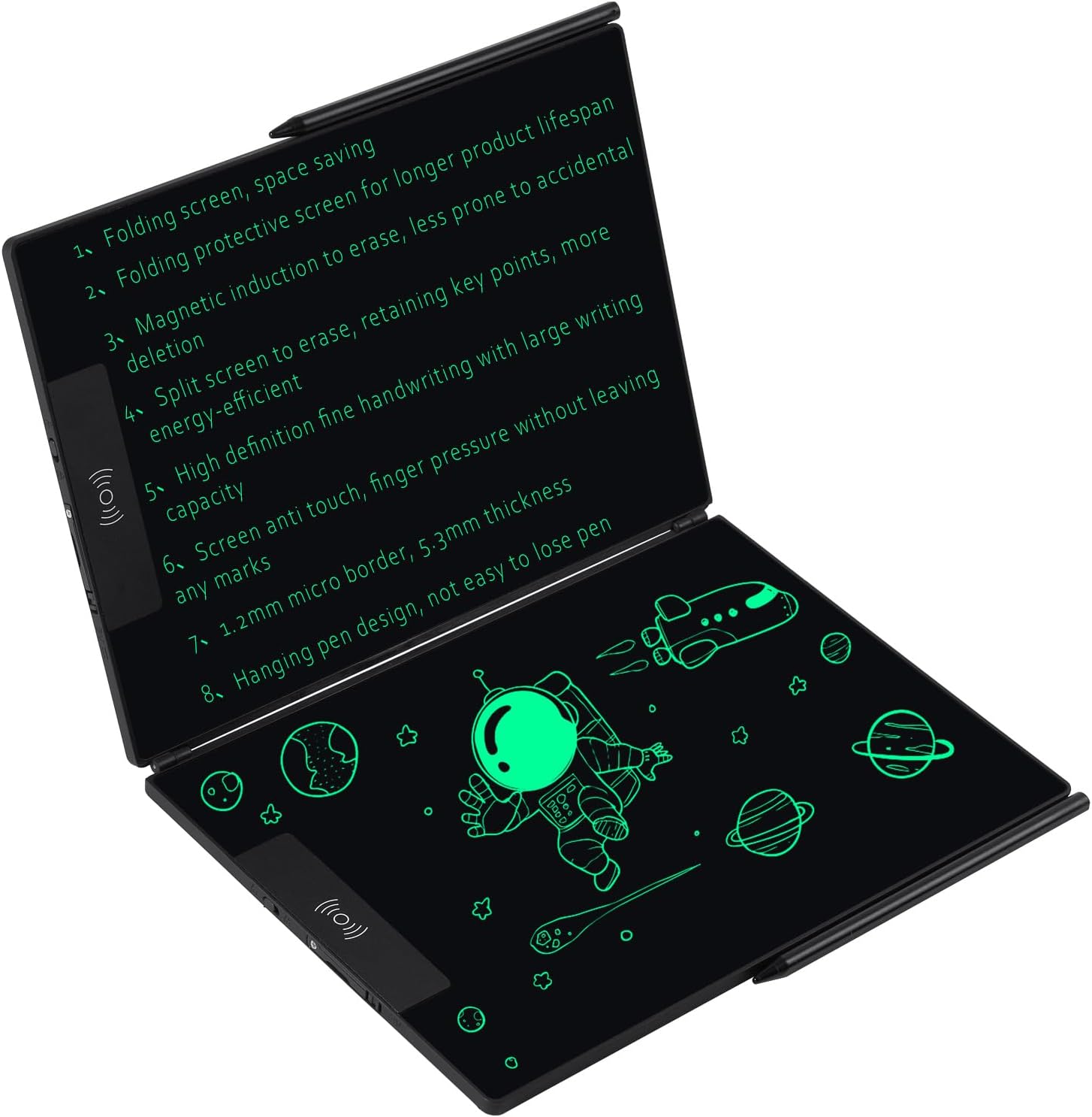 14.3 Inch Foldable LCD Writing Tablet - Rechargeable Digital Notepad for Adults, Dual Screen Reusable Electronic Notebook for Notes, Paperless Ewriter with Pen for Work & Travel